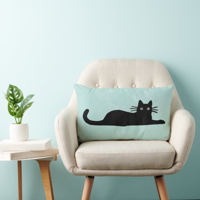 Black Cat Cute Pet Kitty Lover's Lumbar Pillow (Chair)
