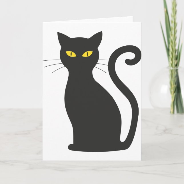 Black Cat Cute Thank You Card (Front)