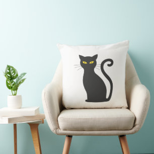 Black Cat Cute Throw Pillow