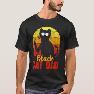 Black Cat Dad Halloween Gory Knife Bloody Cat T-Shirt