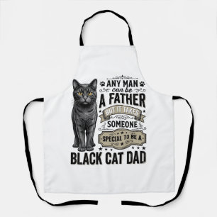 Black Cat Dad Vintage Engraving T-Shirt Design_1 Apron