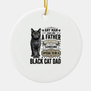 Black Cat Dad Vintage Engraving T-Shirt Design_1 Ceramic Ornament