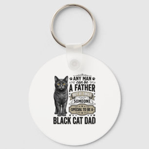 Black Cat Dad Vintage Engraving T-Shirt Design_1 Keychain