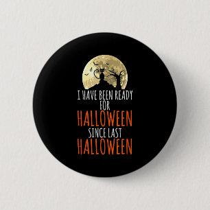 Black cat dead tree ready for halloween 2 inch round button