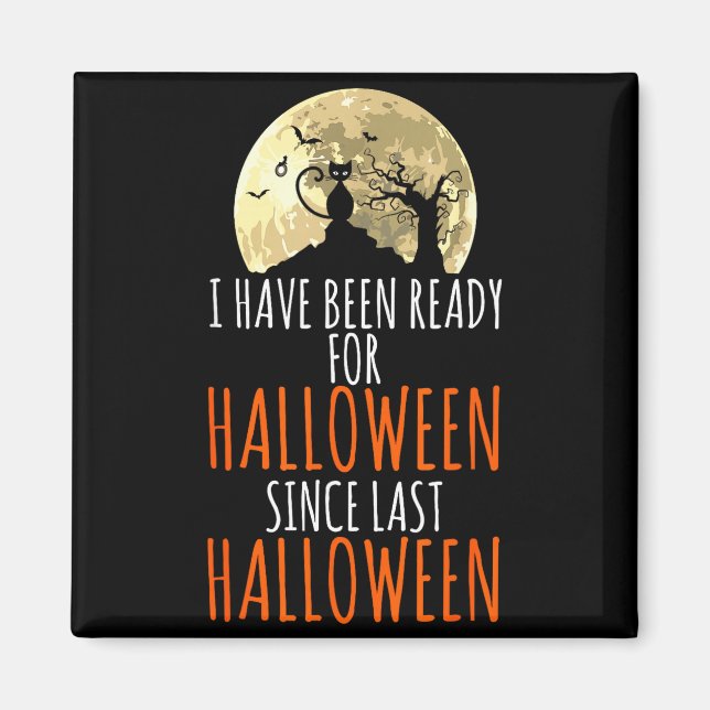 Black cat dead tree ready for halloween  magnet (Front)