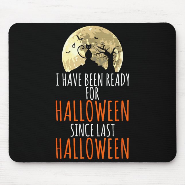 Black cat dead tree ready for halloween  mouse pad (Front)