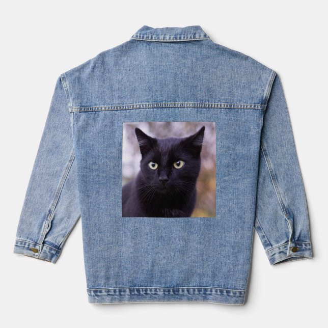 black cat denim jacket (Back)