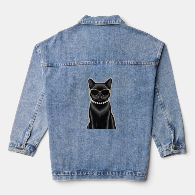 Black Cat Denim Jacket (Back)