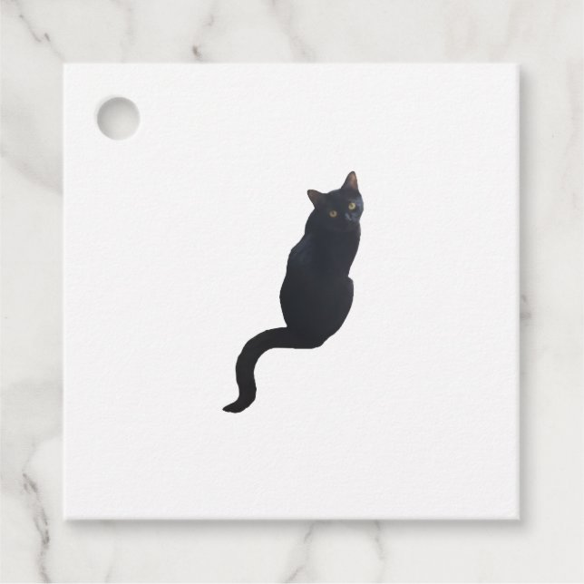Black cat design  favour tags (Front)