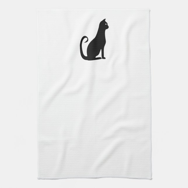Black Cat Design Kitchen Towel (Vertical)