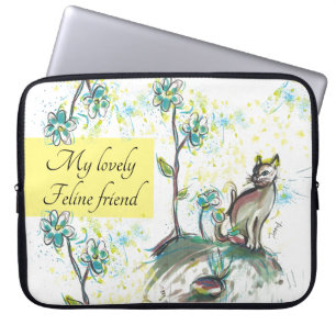Black cat design laptop tablet sleeve case