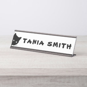 "Black Cat" Desk Name Plate