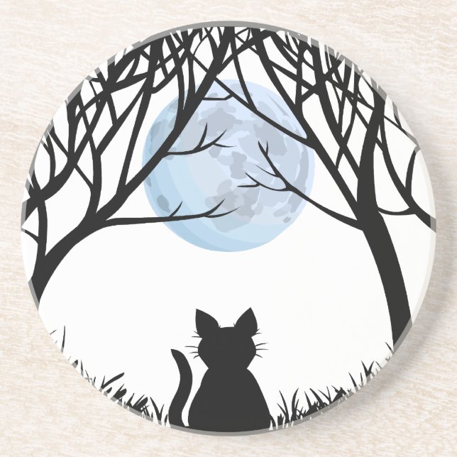 Black Cat Dessous de verre Fat Cat Art Deco Cadeau (Devant)