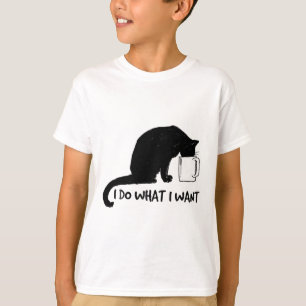 Black Cat Do What I Want Red Cup Funny My Cat  T-Shirt
