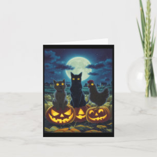 Black Cat Dog Chicken Halloween Pumpkin Spooky Card