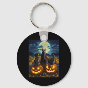 Black Cat Dog Chicken Halloween Pumpkin Spooky Keychain