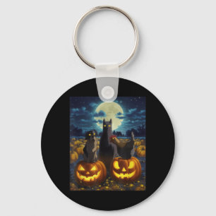 Black Cat Dog Chicken Halloween Pumpkin Spooky Keychain