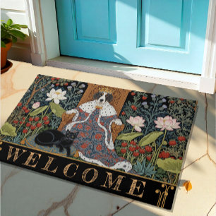 Black Cat & Dog King, Thistle, Strawberry Floral Doormat