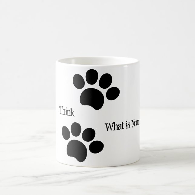 Black cat dog paws, pause, think about your path  coffee mug (Center)