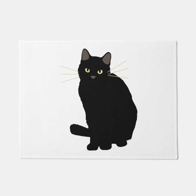 Black Cat Drawing Cute Black Cat Cat Mom Cat Lover Doormat (Front)