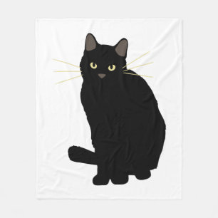 Black Cat Drawing Cute Black Cat Cat Mom Cat Lover Fleece Blanket