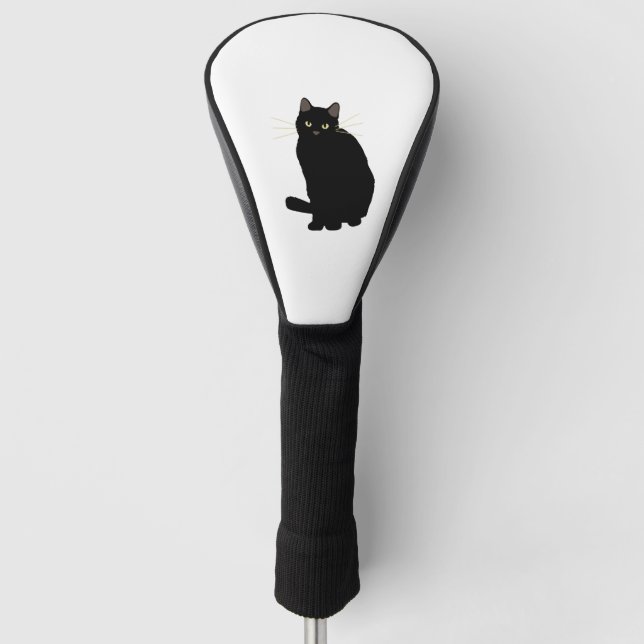 Black Cat Drawing Cute Black Cat Cat Mom Cat Lover Golf Head Cover (Front)