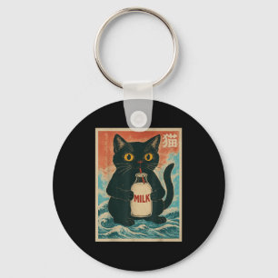 Black Cat Drink Milk Carton Anime Japanese Funny G Keychain