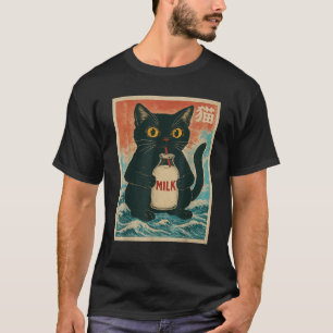 Black Cat Drink Milk Carton Anime Japanese Funny G T-Shirt