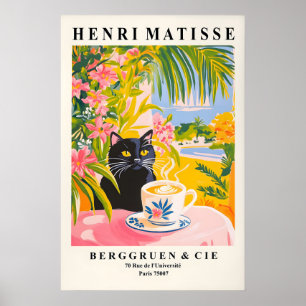 Black Cat Drinking Coffee Poster Henri Matisse