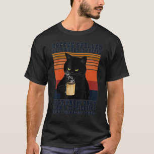 Black Cat Drinks Coffee Spelled Backwards Is Eeffo T-Shirt
