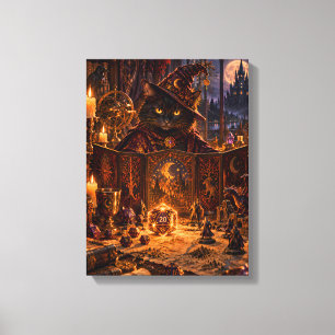 Black Cat Dungeon Master Fantasy Art Canvas Print