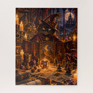 Black Cat Dungeon Master Fantasy Jigsaw Puzzle