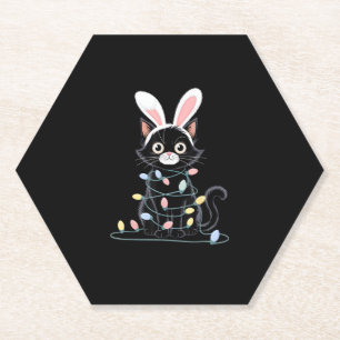 Black Cat Easter Pajama Funny Easter Decorations L Paper Coaster