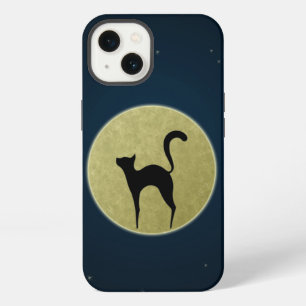 Black cat elegant silhouette and moon iPhone 13 case