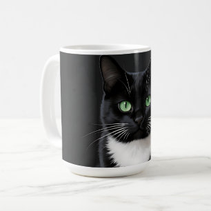 Black Cat Emerald Eyes Coffee Mug