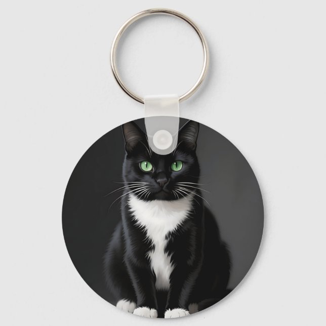 Black Cat Emerald Eyes Keychain (Front)