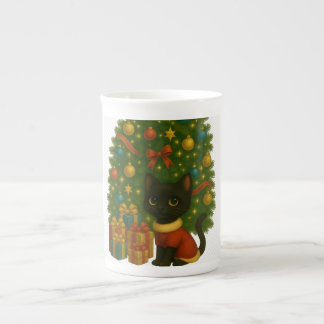 “Black Cat Emi and the Christmas Tree” Bone China Mug