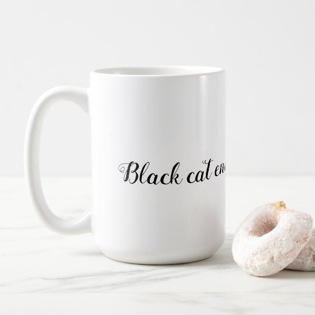 Black Cat Energy Coffee Mug (With Donut)