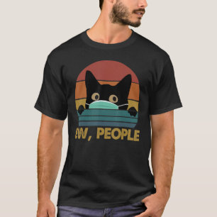 Black Cat Ew People Facemask Vintage Essentia T-Shirt