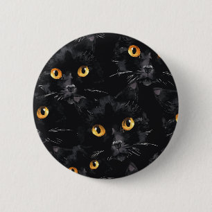 Black cat eyes 2 inch round button