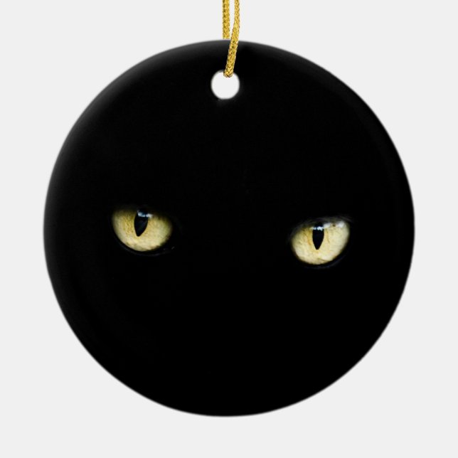 Black Cat Eyes | Cat Eye Macro Ceramic Ornament (Front)