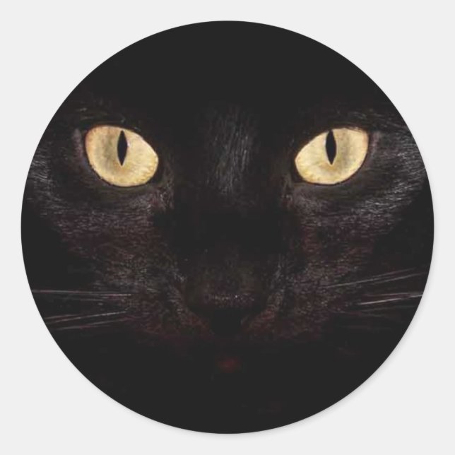 Black Cat Eyes Classic Round Sticker (Front)