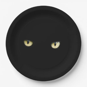 Black Cat Eyes Halloween Paper Plate
