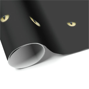 Black Cat Eyes   Halloween Wrapping Paper