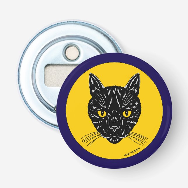 Black Cat Face Bottle Opener (Front)