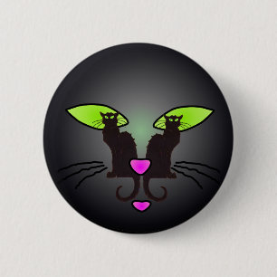 BLACK CAT FACE by SHARON SHARPE 2 Inch Round Button