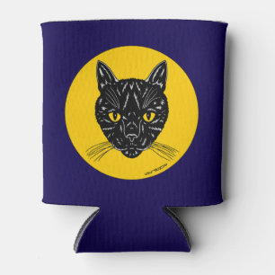 Black Cat Face Can Cooler