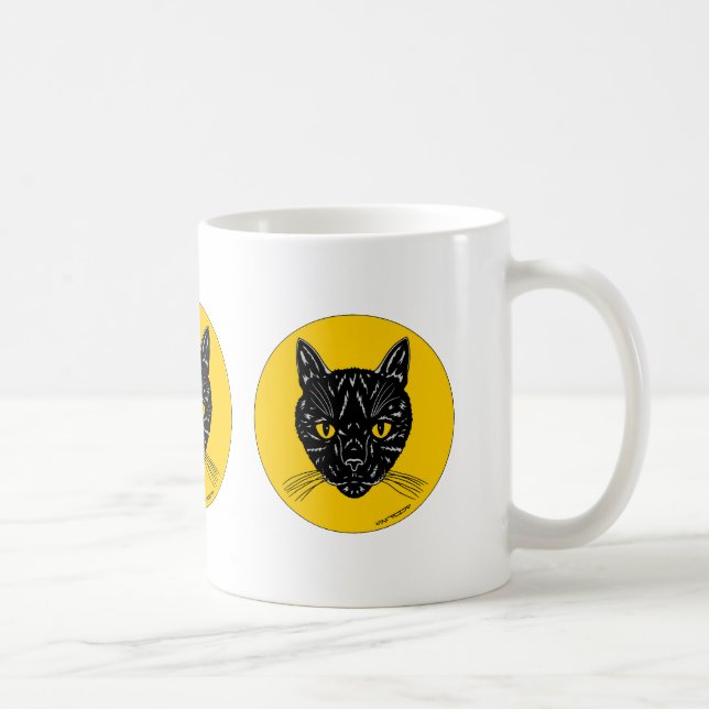 Black Cat Face Coffee Mug (Right)