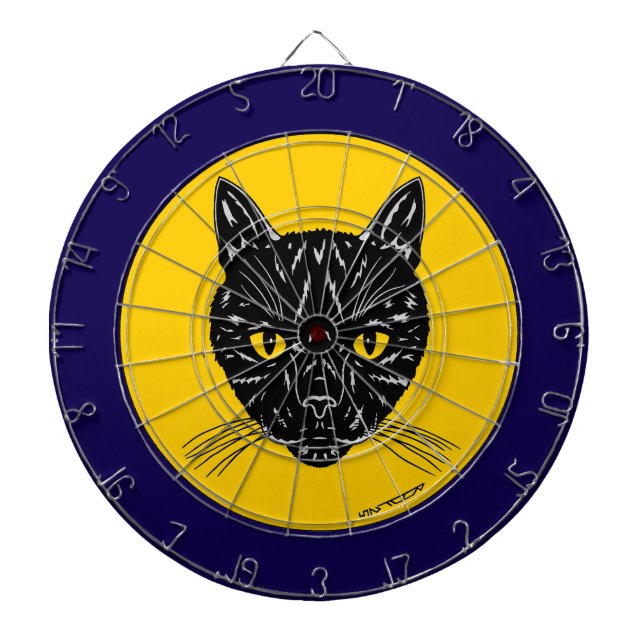 Black Cat Face Dartboard (Front)