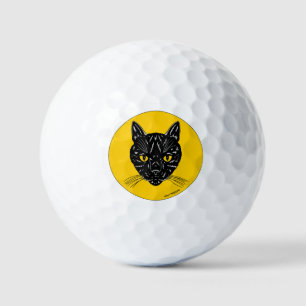 Black Cat Face Golf Balls